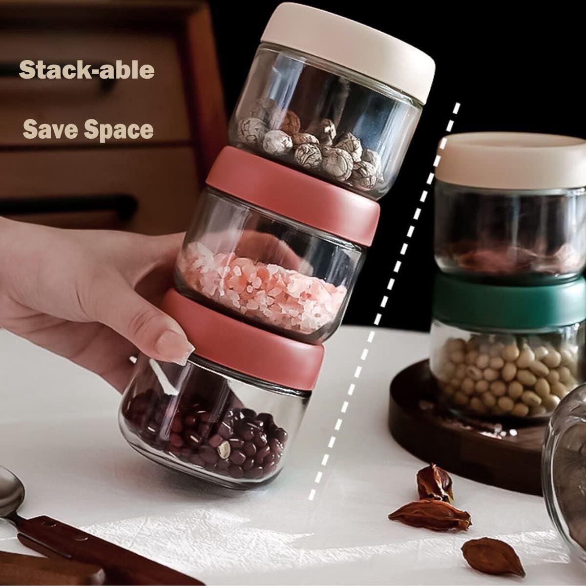 Set van 3 overnight oats potjes glas - vershoudbakjes - voorraadpotten - glazen potjes met deksel - Met deksels - 283 ml - Geschikt voor saladedressings en snacks - Meerkleurig — cadeau in Wonen & Interieur - foto 6