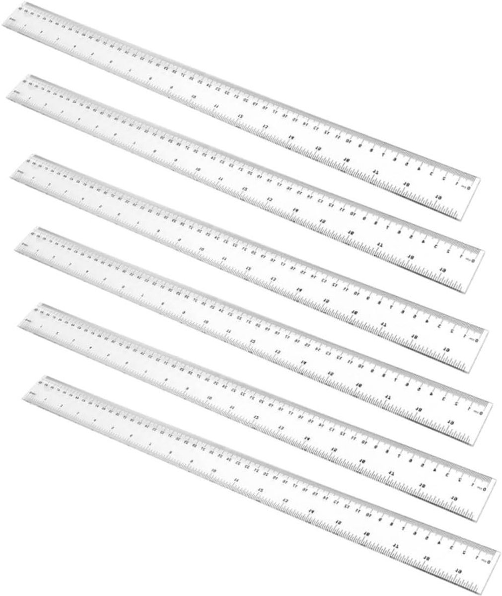 Liniaal 50 Cm - Meetliniaal Tekenliniaal - Tekenen Meten - Slijtvast Flexibel - 6 Stuks - Transparant