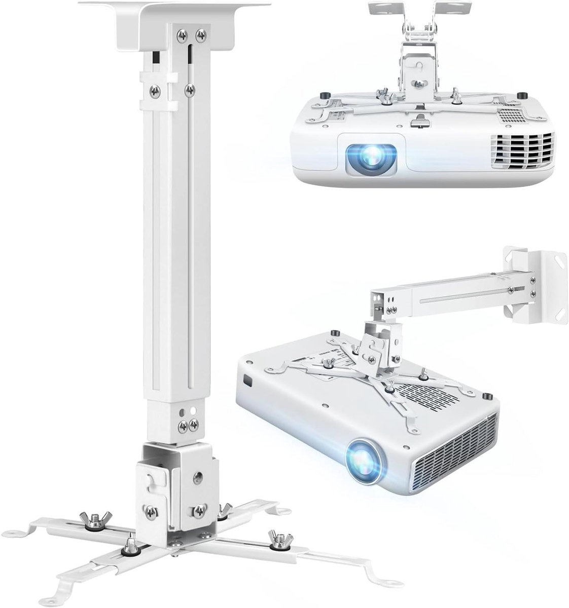 Projector Plafondmontage - Universele Beugel - Thuisbioscoop Creëren - 3-in-1 Installatie - Verstelbare Arm - Wit