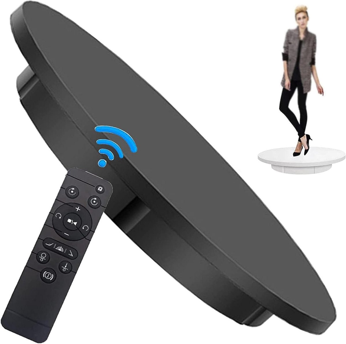 Draaibare Displaystandaard - Draaitafel Platform - Product Presentatie - Afstandsbediening Instelbaar - 42 cm Diameter - Zwart