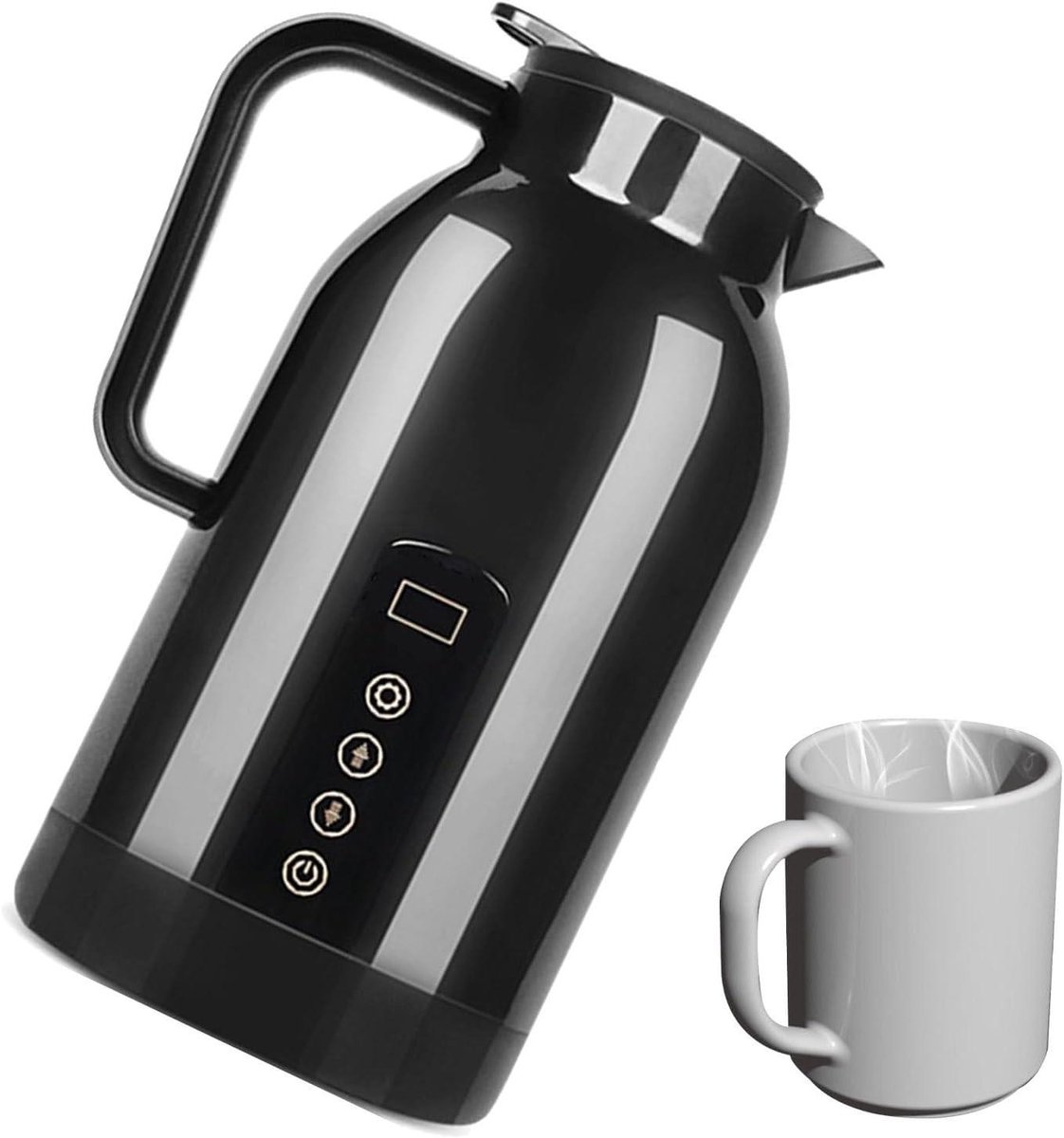 Waterkoker Auto - Reis Waterkoker - Onderweg Warme Dranken - Digitale Temperatuur Display - 1150 ml - Zwart