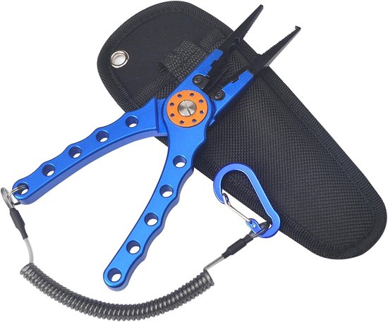 Multifunctionele viscontroletang van aluminiumlegering, open ringhaakverwijderaar en vislijnknipper - blauw — afbeelding 4
