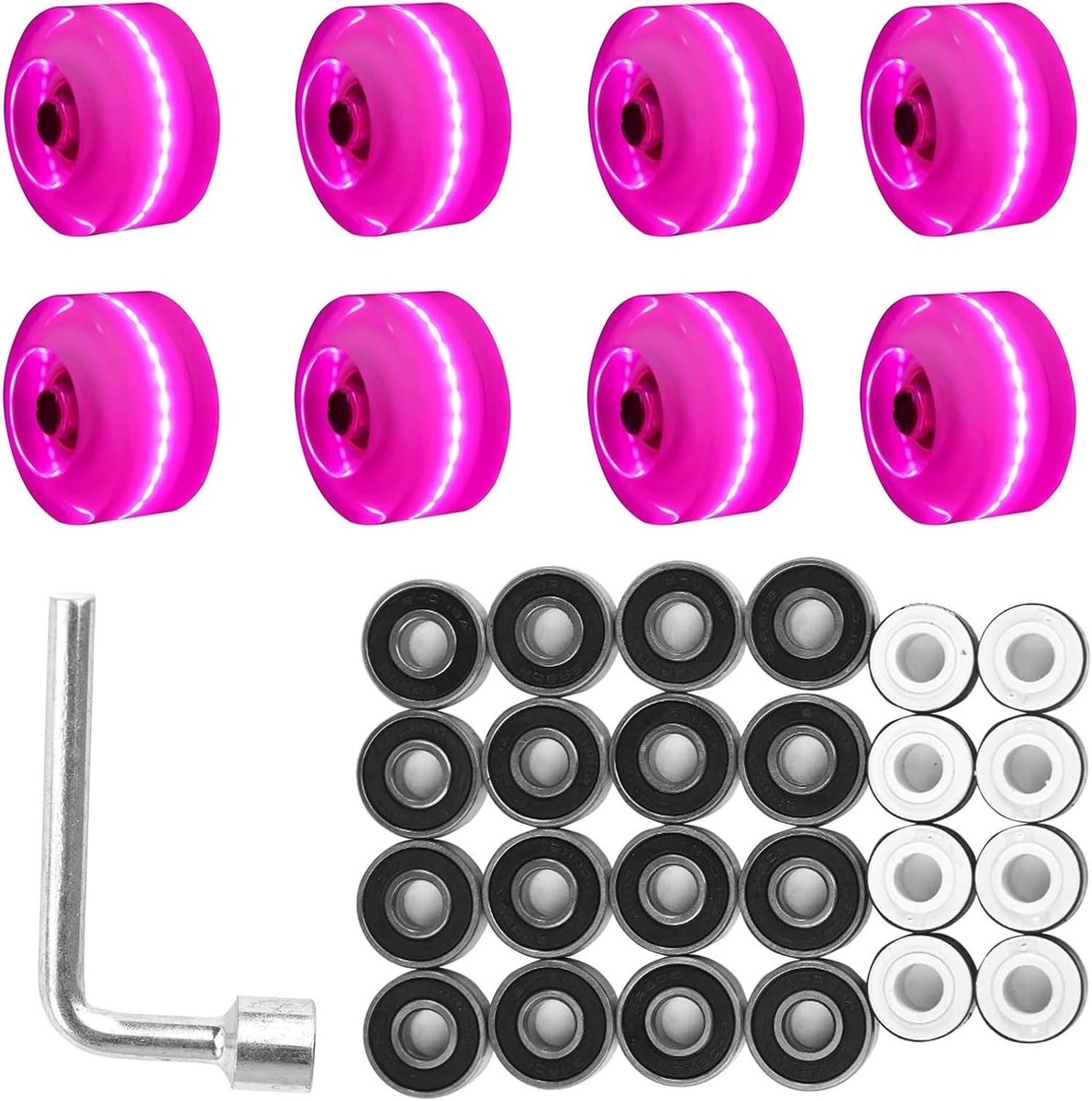 Skate Wielen - Roller Onderdelen - Soepel Rijden - Zelf Oplichtend - 8 Stuks - Multicolor