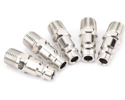 FTVOGUE Pneumatische Gereedschapsconnector, Gelegeerd Staal Europese Stijl, Luchtdichte Afdichting voor Industrieel Gebruik, 5-delige Set voor Krachtig Luchtgereedschap