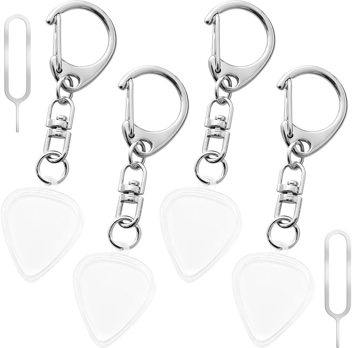 Dailygoods- Gitaarplectrumhouder 4 stuks - Transparante Acryl - Sleutelhanger - Plectrumdisplay - Draagbaar - Veilig opbergen - Gitaarsleutelhanger
