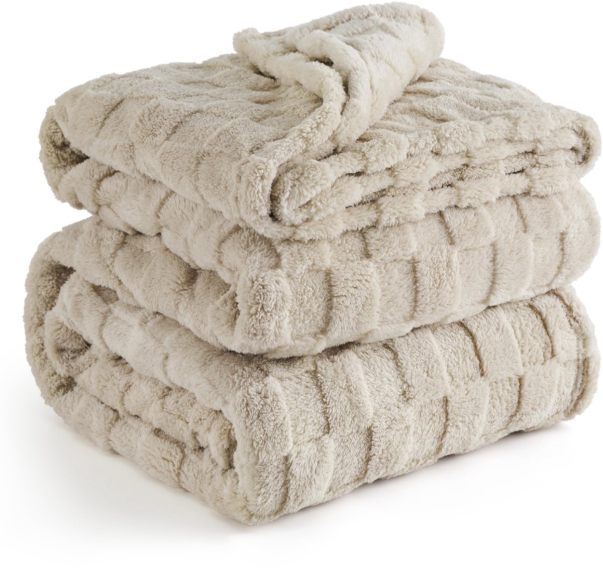 Dailygoods- Deken XXL 240x220 cm - Pluizige Fleece/Sherpa Deken - Schaakbordpatroon - Zachte/Warme Woondeken - Geruite Knuffeldeken - Premium Microvezel