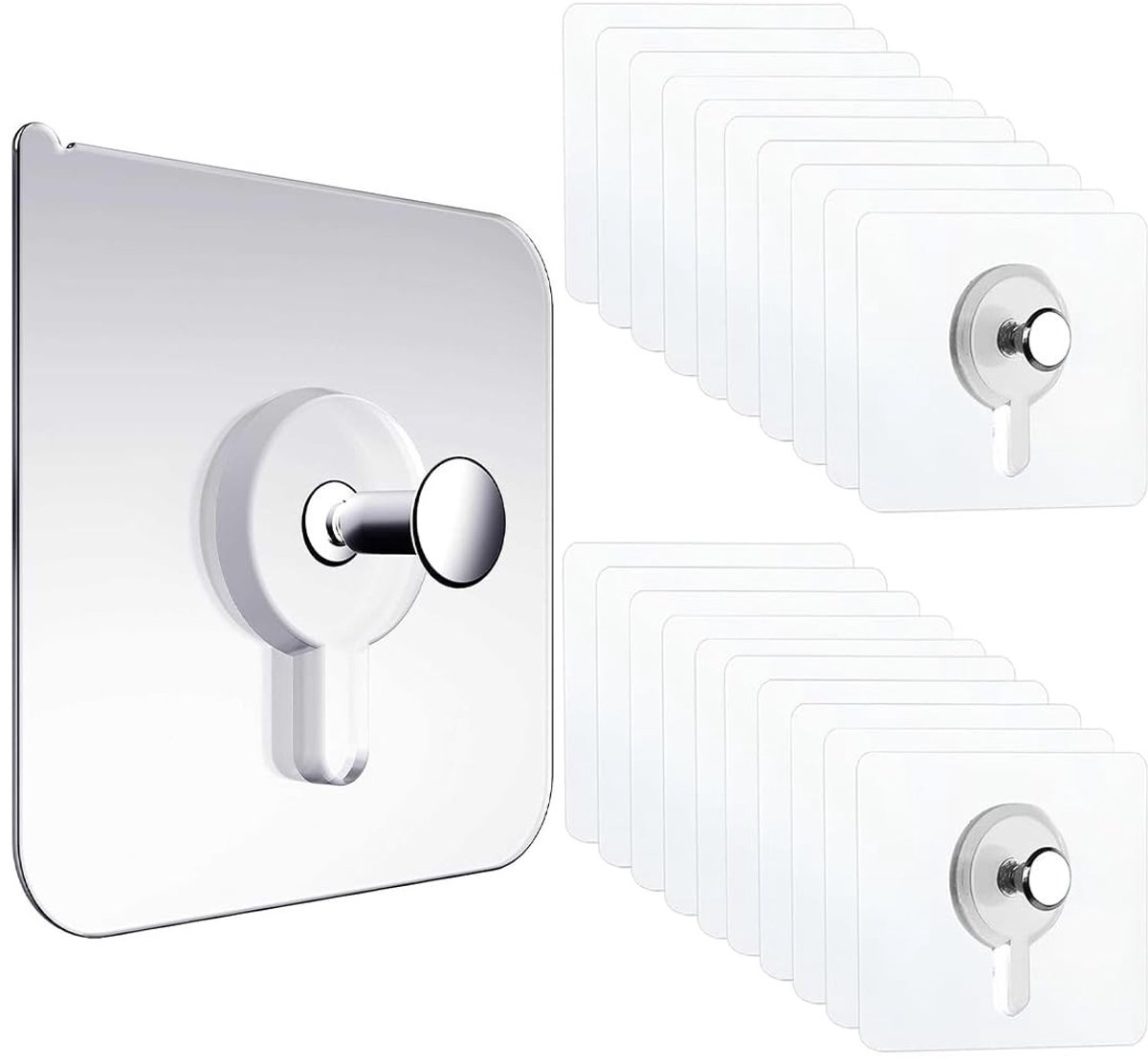 Dailygoods- Schilderijhaak 20 Stuks - Zelfklevend - Ophanghaken - Transparant - Decoratieve Haken - Geschikt voor Diverse Oppervlakken - Haakjes