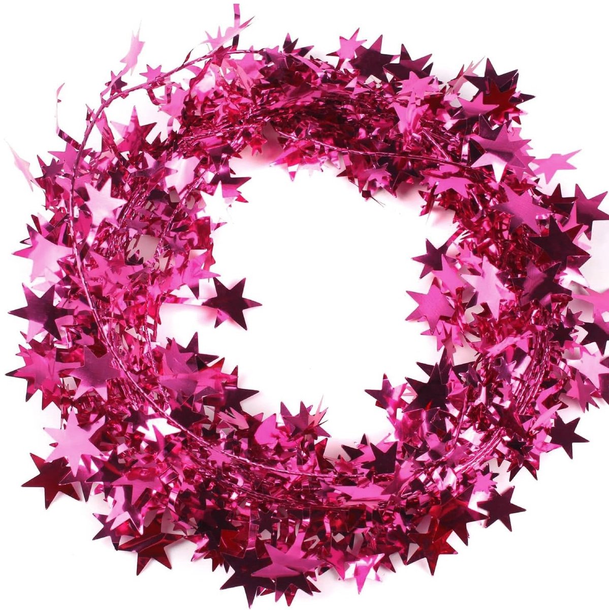 Dailygoods- Lamettaslinger 7,5 m - Kerstdecoratie - Hangdecoratie - Tafeldecoratie - Roze - Duurzaam PET-materiaal