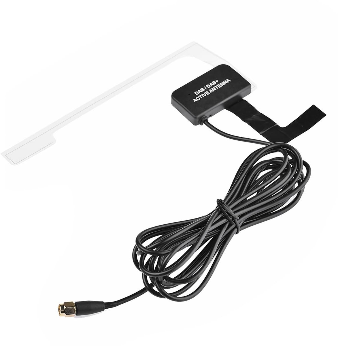 Dailygoods- DAB Antenne 15dB Versterking - Digitale Autoradioantenne - Ruitantenne - Glashouder met Verlengkabel - 3 m Kabel - Zwart