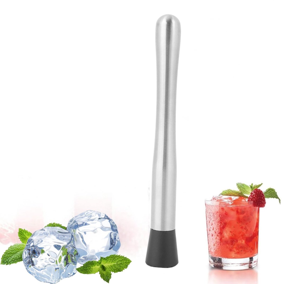 Dailygoods- Cocktail Muddler roestvrij staal - Bar Gereedschap - IJsmoorhamer - Drank Blender - 30 cm - Makkelijk schoon te maken - Bar Tool