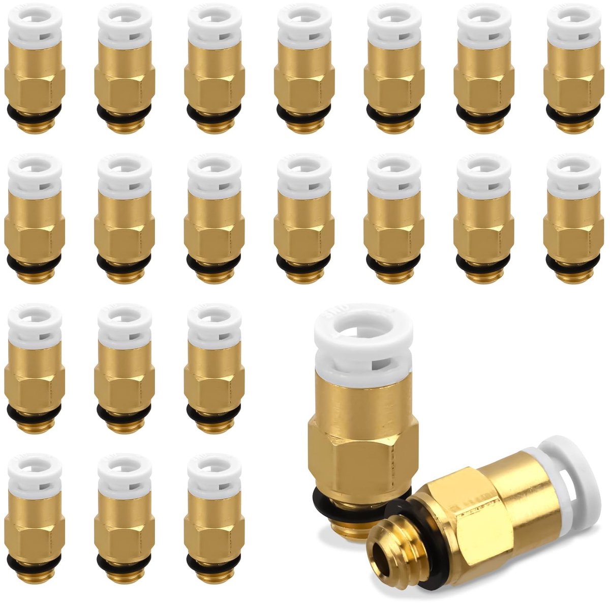 Dailygoods- Pneumatische Connectorfittingen 20 Stuks - Push-to-Connect Buiskoppeling - 3D Printers Accessoires - H59 Messing - Duurzaam - Goudkleurig - Fittingen
