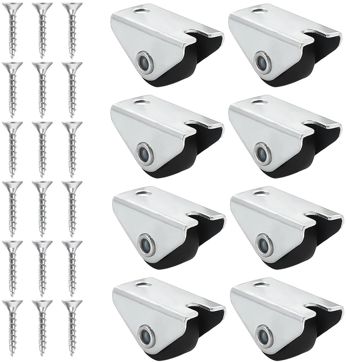 Dailygoods- Wielen set van 8 - 15 mm meubelwielen - transportwielen - hoge laadcapaciteit 25 kg - antislip - eenvoudig te installeren - Meubelschuif