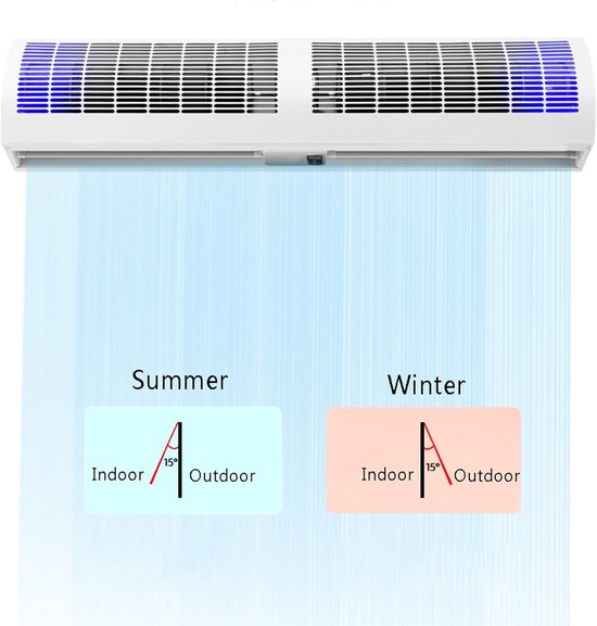 Luchtgordijn - Windscherm - Binnenklimaat - Verstelbare windhoek - 120 cm - Wit — afbeelding 4