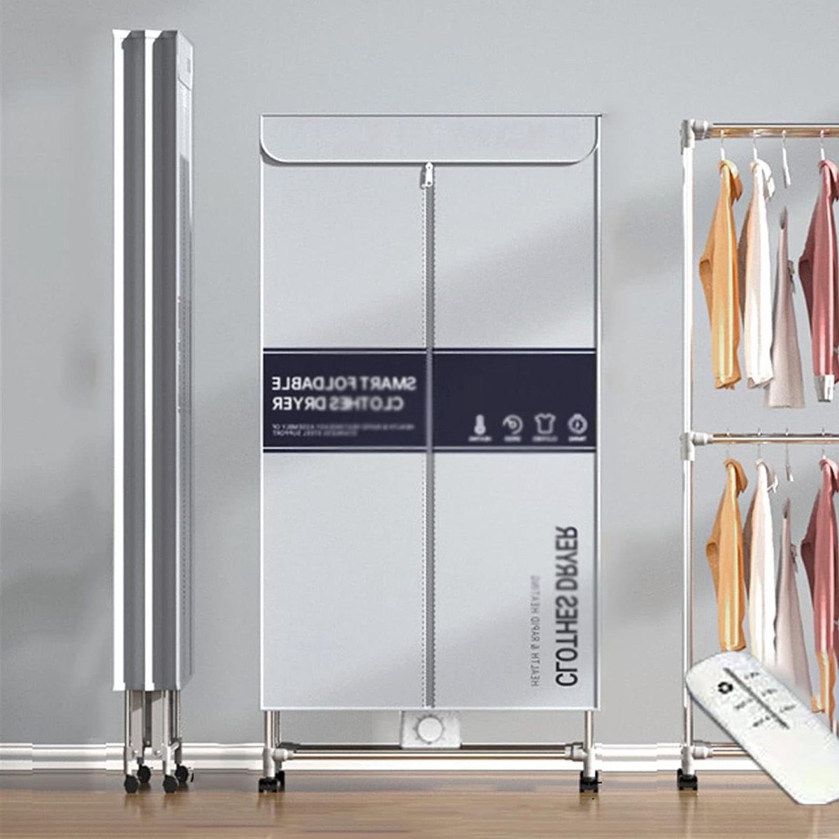 Kleding Droogkast Elektrische Dryer Snel Kleding Drogen 360 Graden Verwarming 150H x 45W cm Zilver