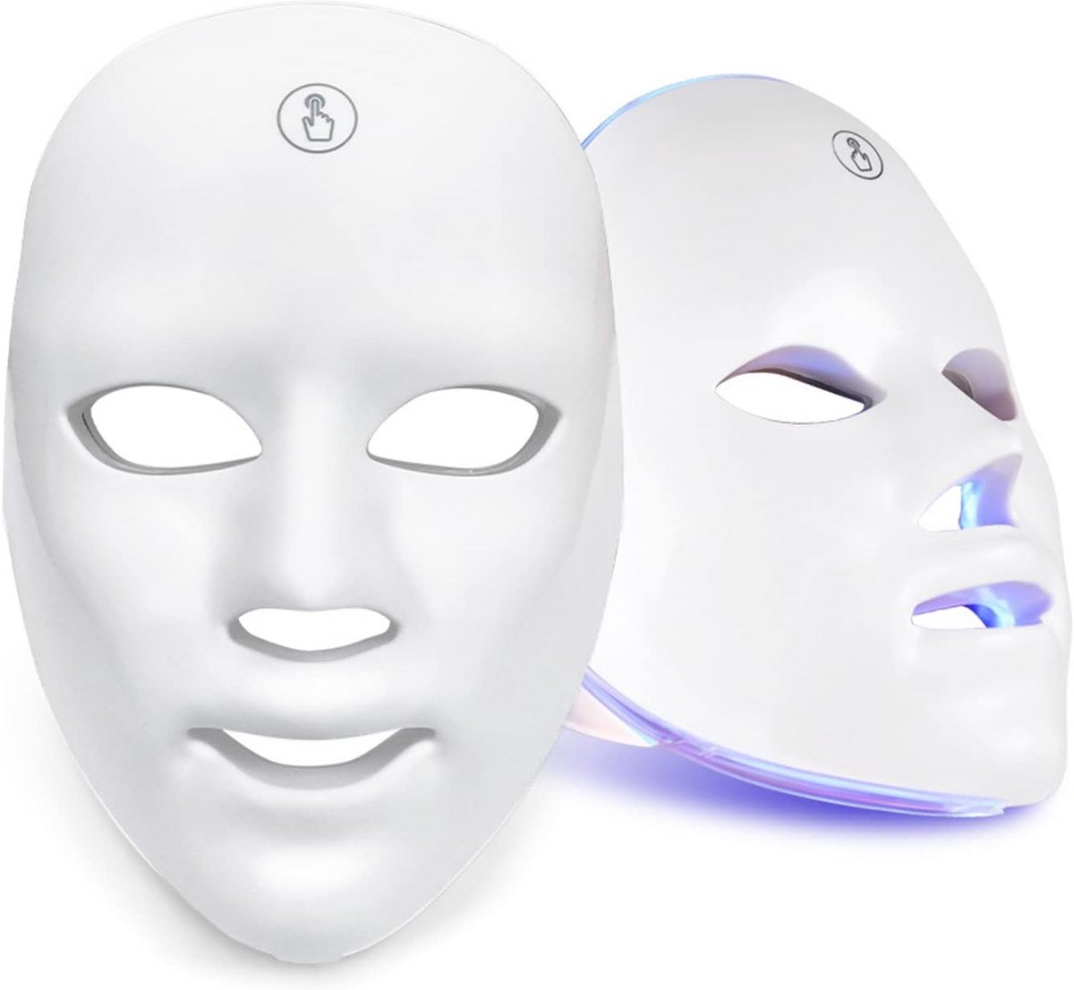 Gezichtsmasker - Lichttherapie Masker - Huidverbetering Thuis - Draadloze 7 Kleuren - 23 x 18 cm - Wit