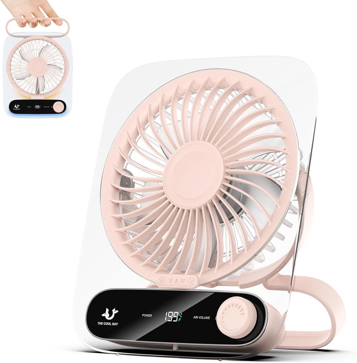USB Ventilator - Mini Ventilator - Persoonlijke Verkoeling - 199 Snelheden - 3000 mAh Batterij - Roze