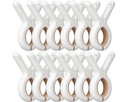 Wasknijpers - 12 Stuks - Knijpers - Kunststof - Strandlaken Knijpers - Badlaken Clips - Handdoekklemmen - Handdoekklemmen Voor Strandligstoelen - Winddicht - Clips voor Strandlaken, Beddengoed En Dikke Kleding - 9.5*7cm - Wit en kaki