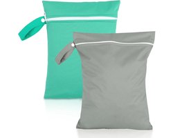 2 stuks waterdichte natte tas 40 x 30 cm, zwemtas met ritssluiting voor natte zwemkleding, badkleding en strandhanddoeken - ideaal voor reizen en zwemmen.