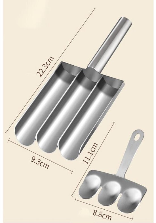 Gehaktbalmaker - 3-in-1 gehaktbal maker gereedschap - RVS - Handmatige - Gehaktbalvorm - Keukengerei - Keukenaccessoires - Gehaktballetjesmaker - Moeiteloos 3 gehaktballetjes tegelijk - 22.3*9.3cm - Zilver — afbeelding 5