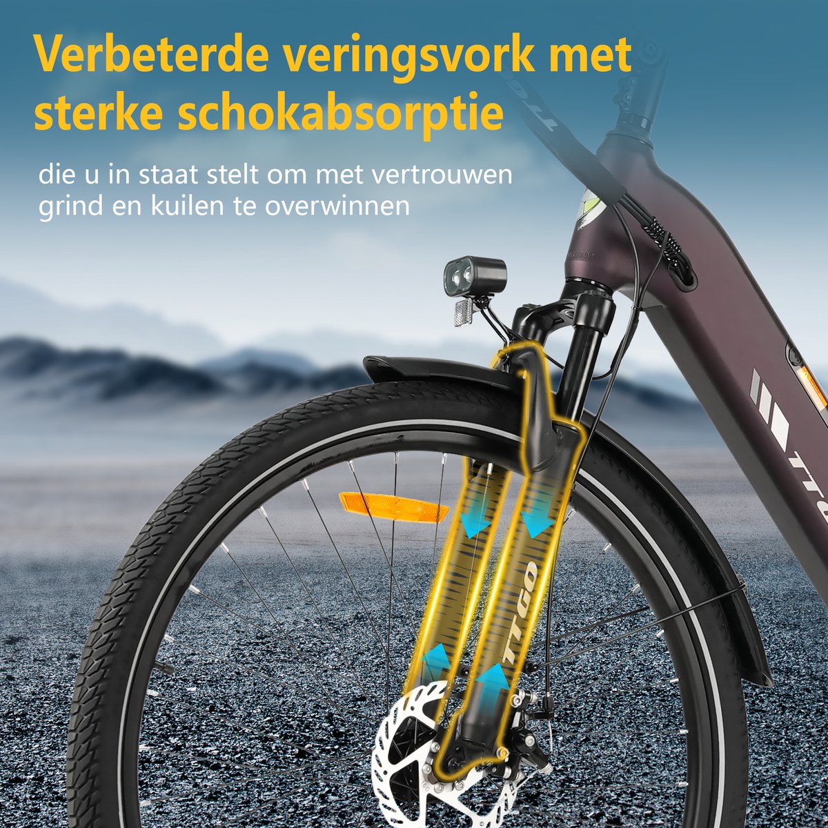 TTGO C3 Elektrische Stadsfiets - 120km, 36V 18AH thumbnail 7