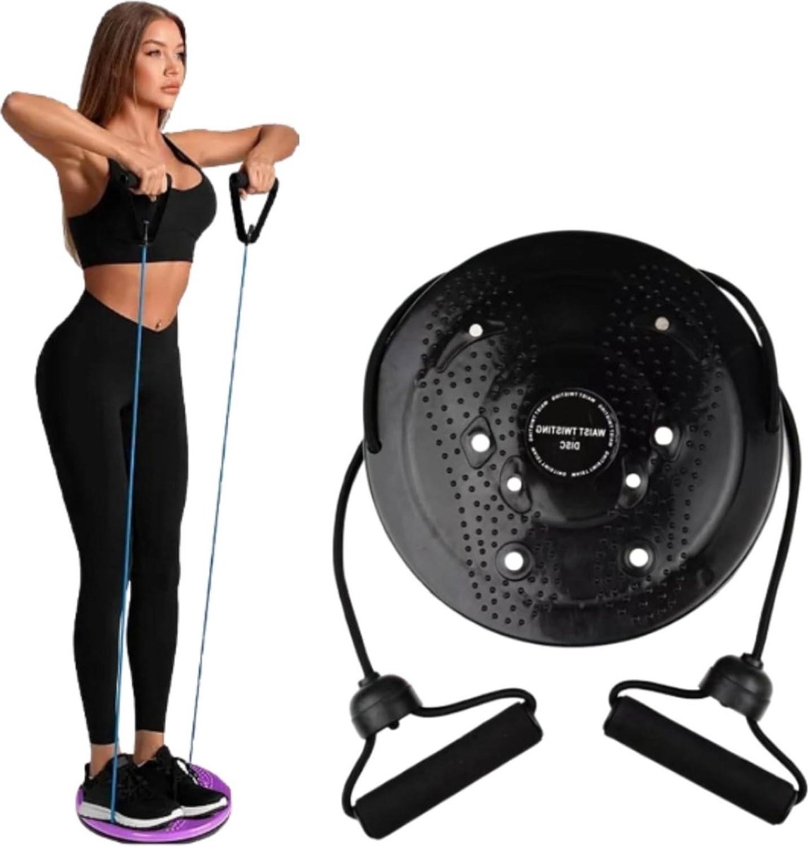 Taille Sculptor Twist - Oefen schijf - Taille Vormgeven - Antislip massage - 25 cm - Zwart