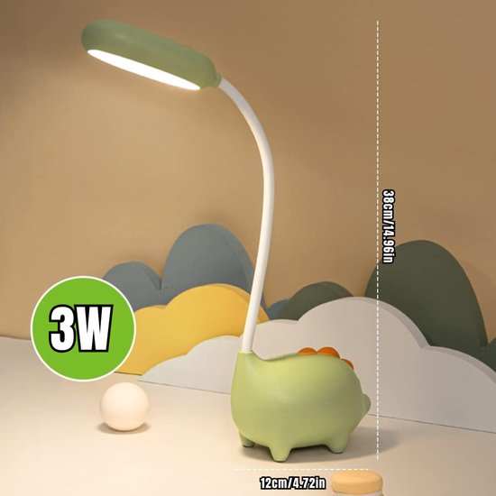 QUOVO® Bureaulamp Kinderkamer - Bureaulamp Roze - Tafellamp Kinderkamer - Groen - 39cm x 13cm x 8cm van QUOVO® — afbeelding 5