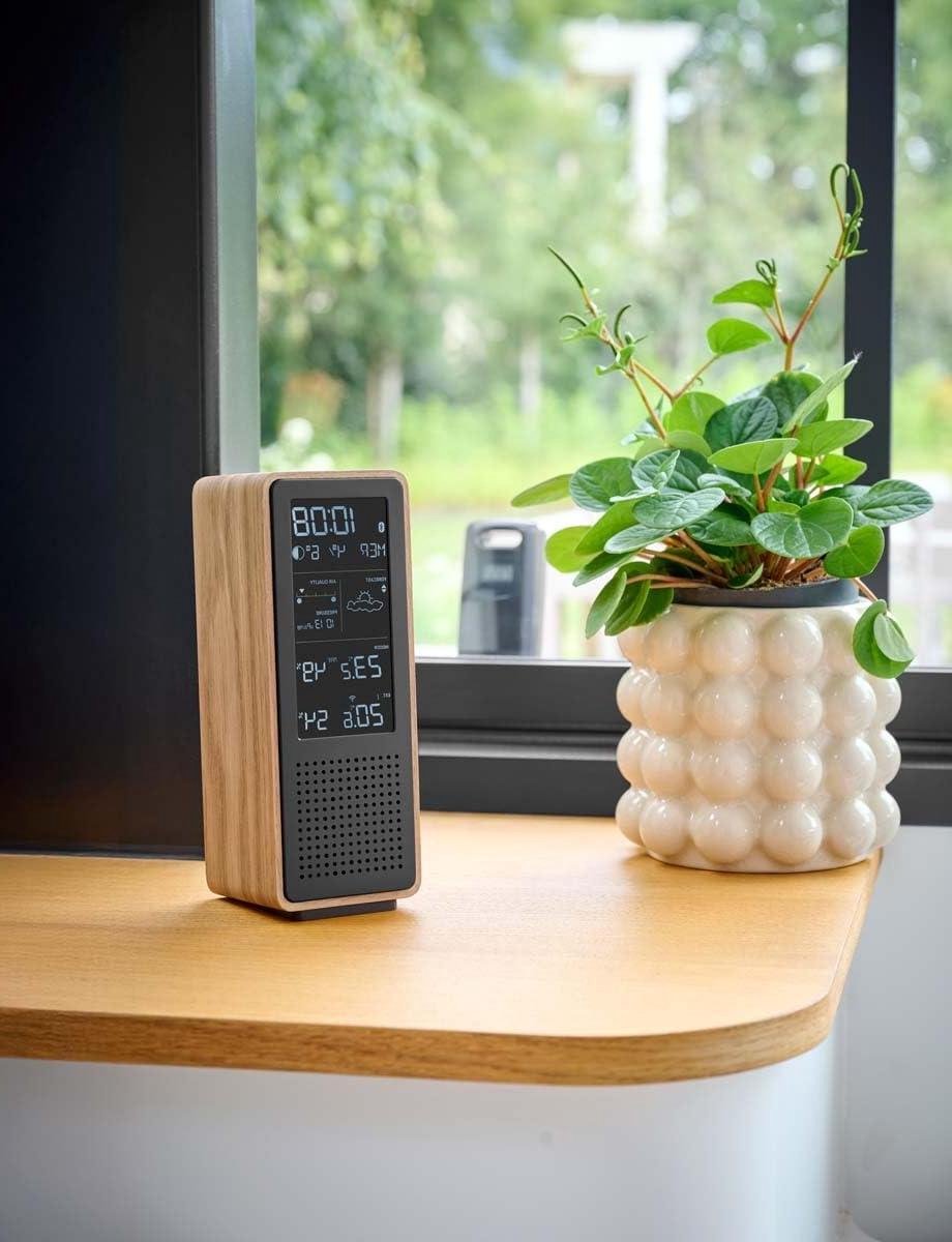 Luidspreker Weerstati - Muziek speaker - Muziek luisteren - Met buitensonde - 15 x 5 x 8 cm - Zwart