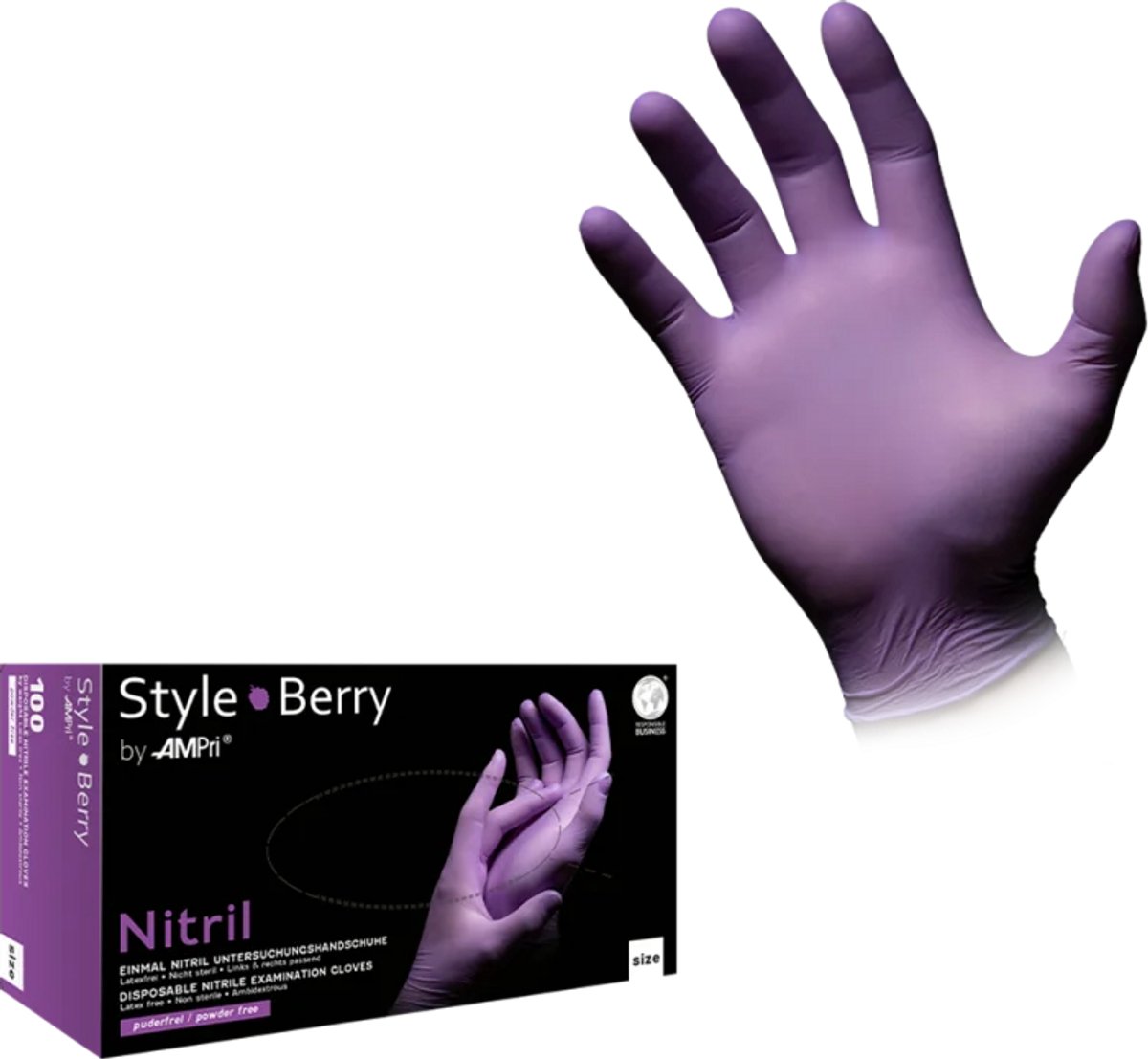 Ampri Style Berry Handschoenen XS - Violet Poedervrij Getextureerd - 100 stuks