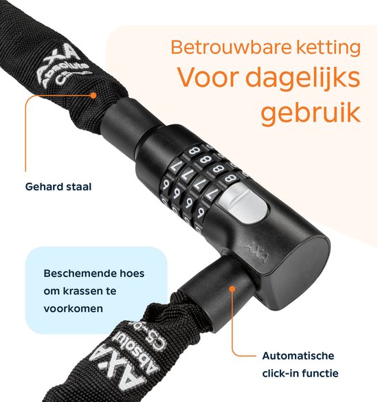 AXA Absolute 5 Kettingslot - Slot voor Fietsen - Code - 90 cm lang - 5 mm - Zwart van AXA — afbeelding 4