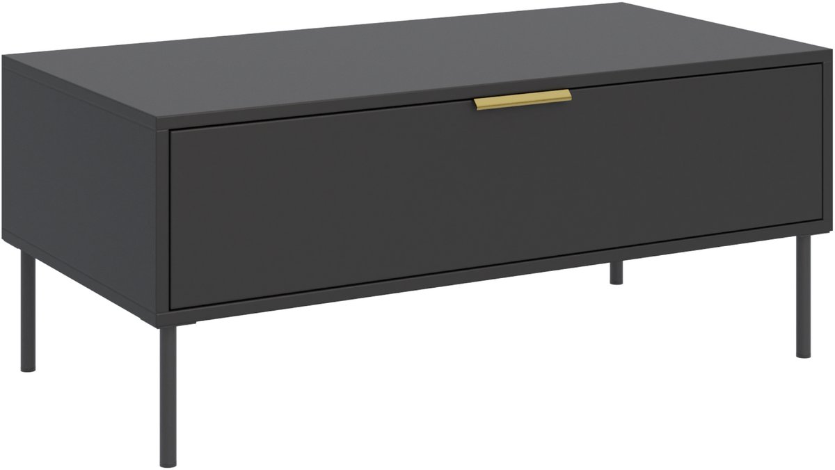 Selsey Vena - Salontafel met lade, zwart, 100x50 cm
