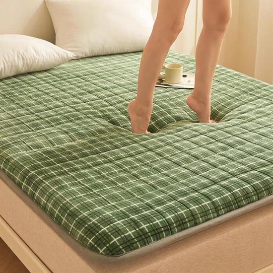 Japanse Vloermat - Oprolbare Futon - Comfortabel Slapen - Ademend Katoen - 100x200cm - Groen — afbeelding 5