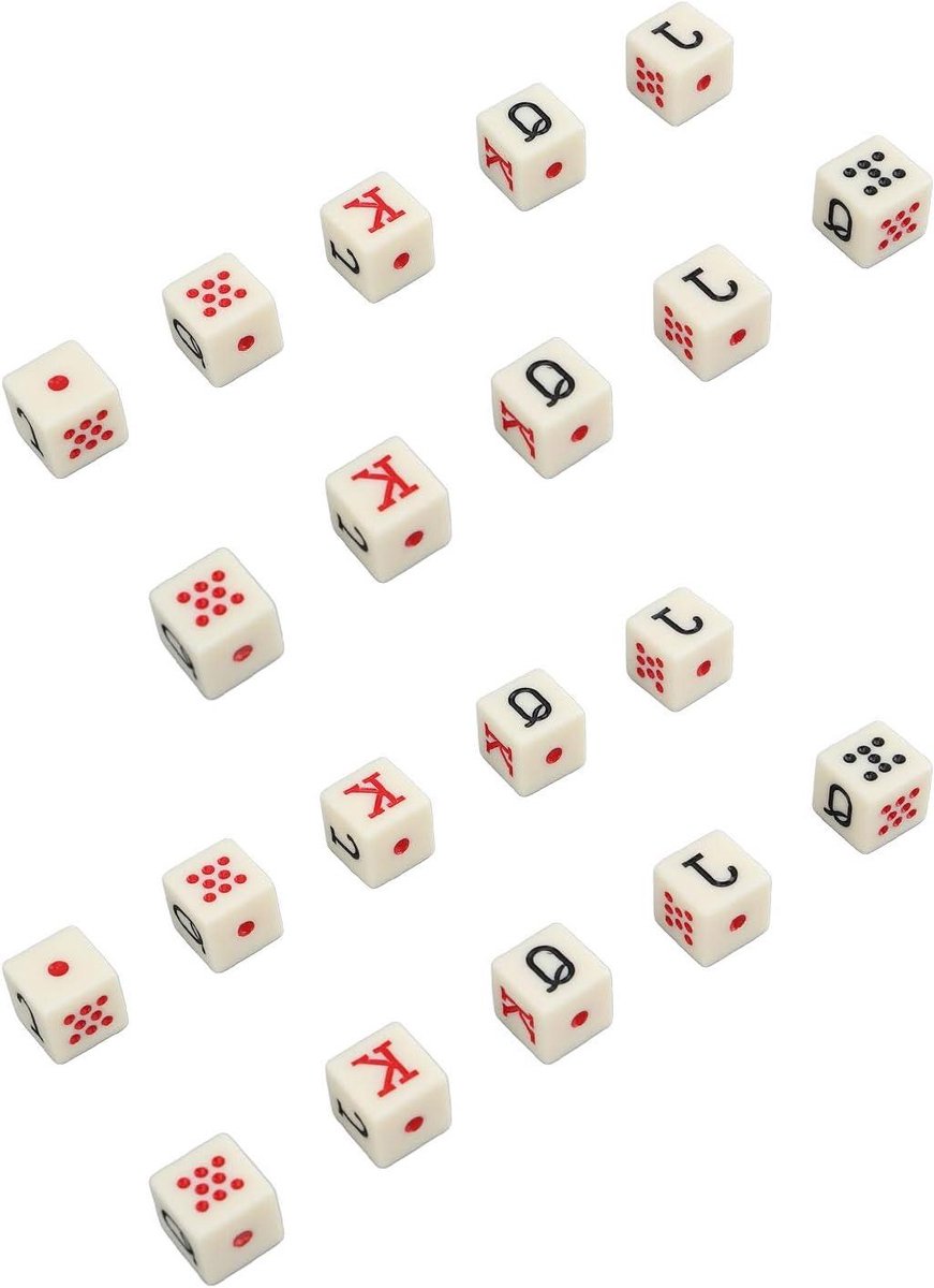 Pokerdobbelstenen Set - Dobbelstenen Geel - Spelavond Organiseren - Alfanumerieke Punten - 16 cm - Geel