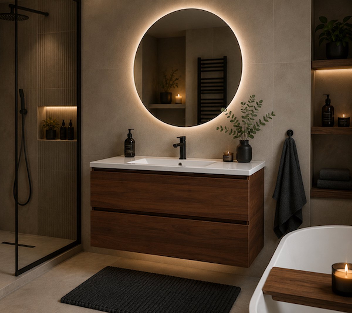 LINEA UNO - Kode 80 - Walnoot - Badmeubel - - 301677