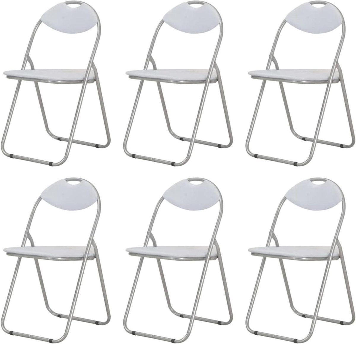Eetkamerstoelen - Klapstoelen - Extra zitplaatsen - Stabiel stalen frame - 6 stuks - Wit