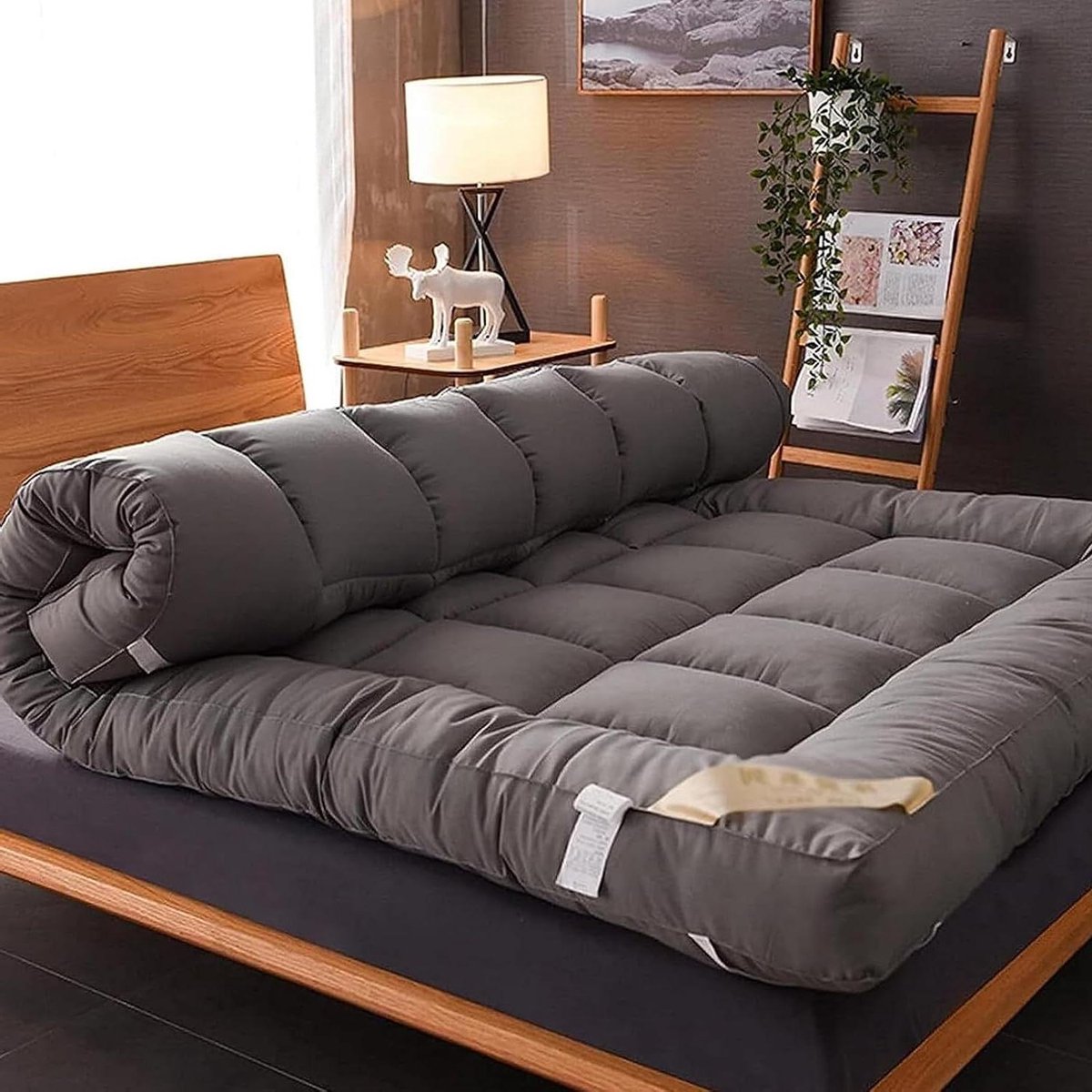 Futon Matras - Vloerbed - Comfortabel Slapen - Oprolbaar Ontwerp - 100x200cm - Grijs