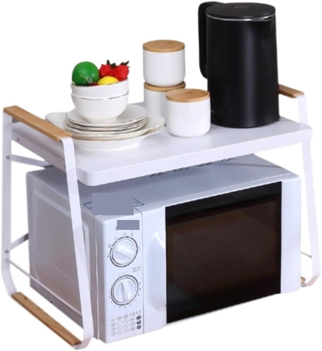 Magnetronrek Keukenrek - Aanrecht Organisator Plank - Keuken Opbergen - 110lbs Gewicht Capaciteit - 55x36x40cm - Wit