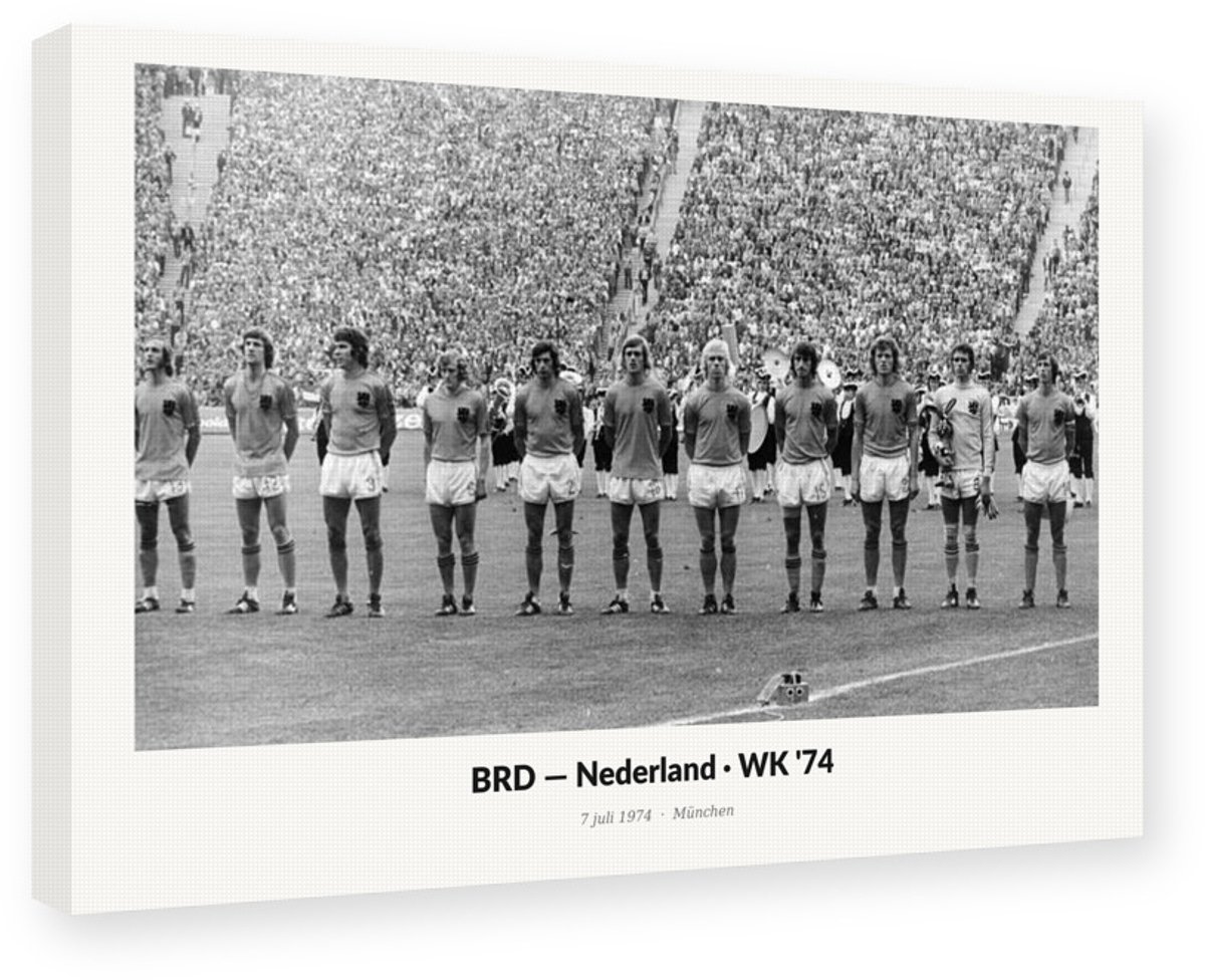 WK 1974 München Deutschland Nederland - 30x20 cm - Canvas op Frame Schilderij - Voetbal Wanddecoratie - WK Finale
