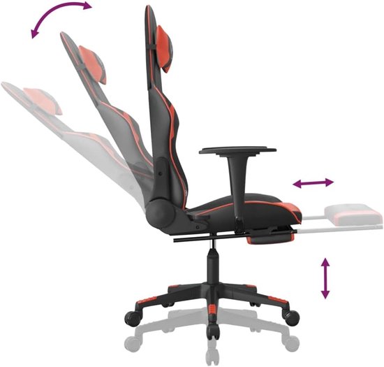 Gaming Stoel - Comfortabele Speelstoel - Ontspannen Zitten - Met Massagefunctie - Niet Gespecificeerd - Zwart Rood — afbeelding 2