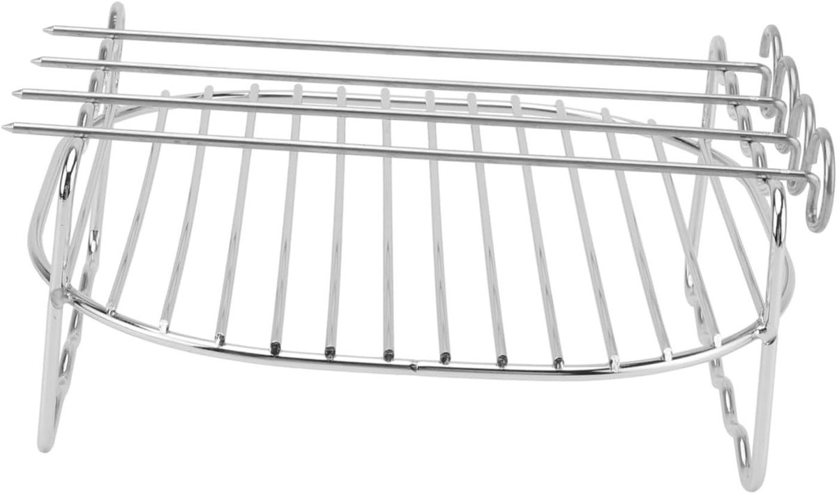 Keukenrek Accessoire Grillrooster Steun Airfryer Gebruik Dubbele Laag Ontwerp 17x17x7cm Zilver
