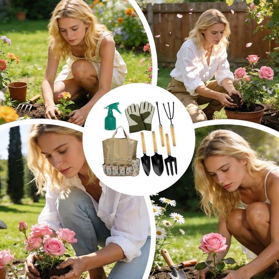 Tuingereedschapsset - Tuinaccessoires Planten - Comfortabel Tuinieren - Ergonomische Houten Handgrepen - 32.5 x 20 x 8 cm - Niet gespecificeerd — afbeelding 5