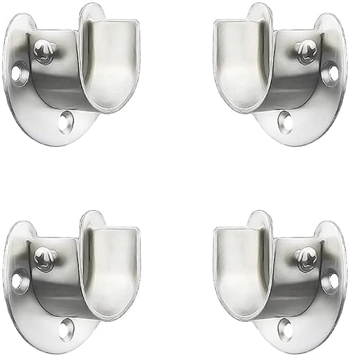 Dailygoods- Kastpoot - Set van 4 - Zinklegering - Roestwerend - Duurzaam - Voor badkamer douchestang - Flensbeugel
