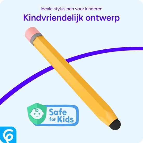 SBG Kindvriendelijke Potlood Stylus Pen - Tabletpen voor Kinderen - Geschikt voor Telefoon, Tablet en iPad - voor Tekenen en Schetsen - Compatibel met o.a. iPad, Samsung Tab & Lenovo Tab - Geel van Merkloos — afbeelding 2