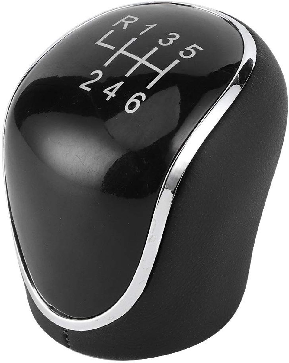 Dailygoods- Pookknop Zwart Leer 6 Speed - Versnellingspook Hoes - Pookknop Universeel - Handbal Accessoire - Geschikt voor C-MAX/Focus/Grand C/Kuga - Geweldig Handgevoel