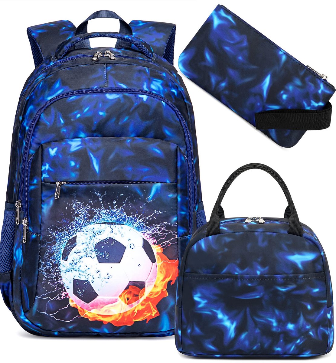 Dailygoods- Rugzak Met Etui Set - Schooltas Jongens - Vrijetijdsrugzak - Driedelige Schooltas - Verstelbare Schouderbanden - Broodvak - Schoolrugzak