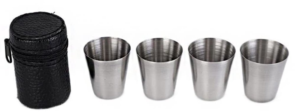 Dailygoods- Shotglas Set van 4 - Roestvrij Staal - 30ML - Duurzaam - Lichtgewicht - Ideaal voor Thuis/Bars - Borrelglas