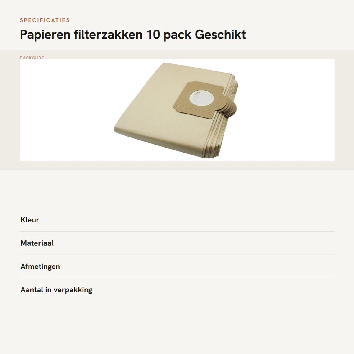 Dailygoods- Filterzakken 10-pack - Compatibel met Karcher WD3/WD3P - Papieren zakken - Nat/Droog stofzuiger - Hoofdkwaliteit - Onderdeel A 2204/A 2234 PT - Stofzak