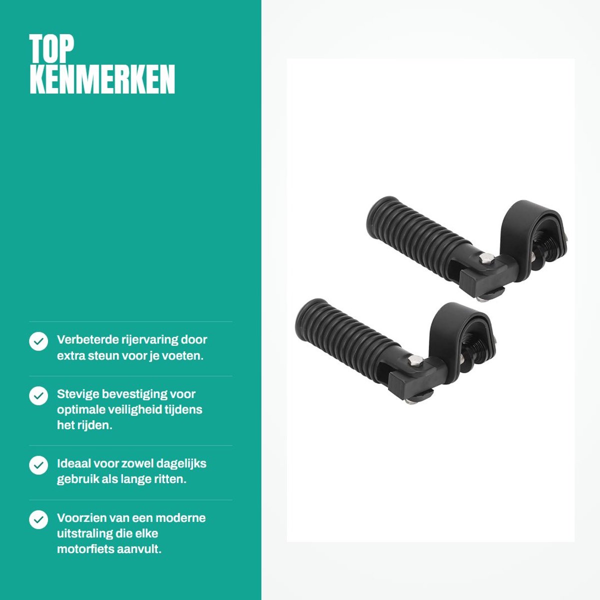 Dailygoods- Motorfiets Voetsteunen - Antislip - Voetsteunbevestiging - Voor 1 Inch Valbeugelbeschermer - Zwart - Paar - Motorfietssteunen