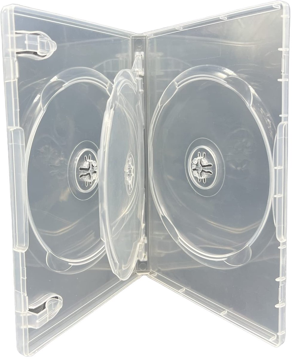 Dailygoods- CD/DVD/Blu-Ray Case 14mm - 3 Disc Houder - Schokbestendig - Duurzaam - Set van 10 - Inclusief Boekje en Inlegkunstwerk - Media Case