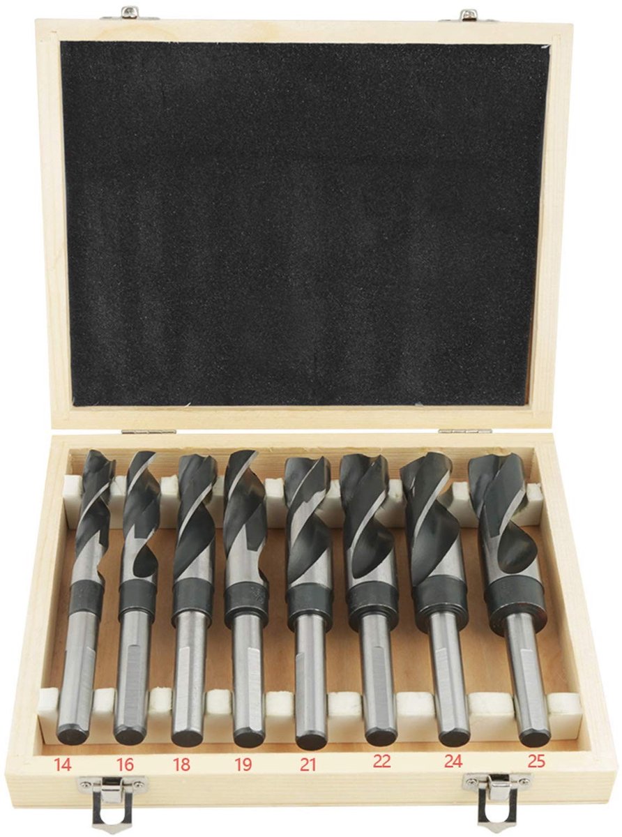 Dailygoods- Boorset 8 Maten - HSS Boren - Gehard Staal - Duurzaam - Hardhouten Verpakking - Hoge Snelheid Snede - Boor