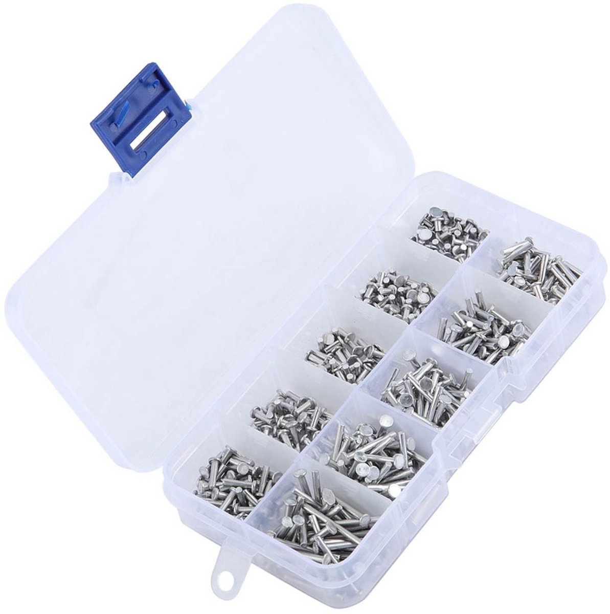 Dailygoods- Klinknagels 500 Stuks - Aluminium Klinknagels - Platte Kop - Verschillende Maten - Bevestigingsmateriaal - Corrosiebestendig